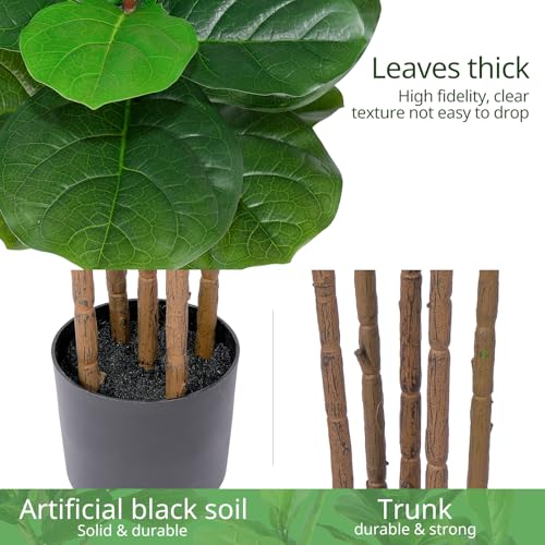 Yepdin Faux Fiddle Leaf Fig Tree 6 FT - Artificial Ficus Tree with Tall Artificial Plants Large 69 Fiddle Leaves - Lifelike Fake Trees for Home Decor Living Room Indoor Outdoor - style: 6 FT