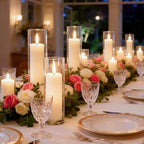 24 Pcs White Pillar Candles and Glass Candle Holders Cylinder Candle Vases for Pillar Candles Hurricane Candle Holders Set for Wedding Party, Event, Home Office Decor - size: 12 set