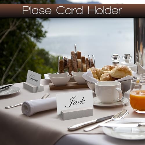 12 Pack Wood Place Card Holders - Table Number Holders - White Wooden Table Numbers Holder for Photo - Cards Display Stands for any Decor - Perfect for Cafe Wedding Shop Party Events Retail Shop Home - color: White