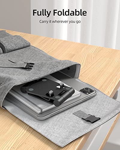 Nulaxy 2 Pack Dual Folding Cell Phone Stand, Fully Adjustable Foldable Desktop Phone Holder Cradle Dock Compatible with iPhone 17 16 15 14 13 12 Pro Max Xs Xr, All Phones, Black & Rose Gold - color: B-Black & Rose Gold