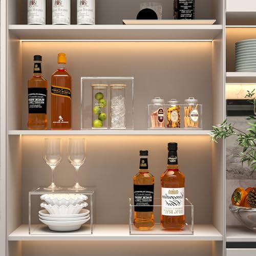 Buffet Risers, Food Display Risers for Party, Crystal Clear Acrylic Risers Display Stand for Buffet Table, Catering Displays for Dessert, Cube Box Nesting Riser with Hollow Bottom - color: 5"x6"x7"x8"x9"x10" 6PCS Clear