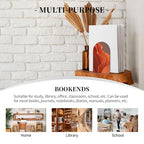 Deep Orange Abstract Waves Gold Foil Luxury Bookends for Shelves 2 Pcs Wooden Book Stopper Organizer for Home Office Libraries