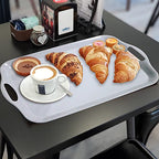 KAQAHIDO Large Melamine Serving Trays for Eating, 17.5’’ x 12’’ Serve Platter for Appetizer, Charcuterie, Food, Snack, Cupcakes, Dessert, BPA-Free, Dishwasher Safe Tray, Set of 2, White - color: White