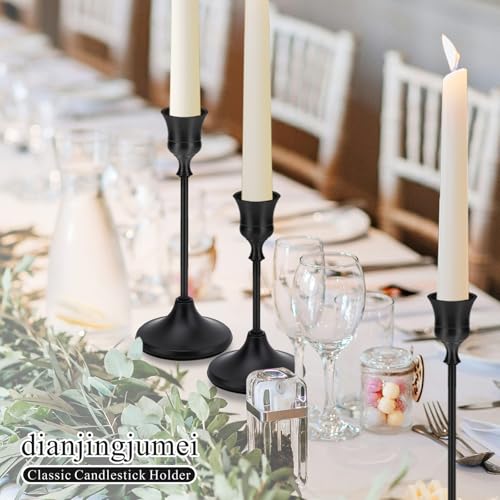 Black Candlestick Holders Taper Metal Candle Sticks Holder for Dining Table, Vintage Candelabra Tall Candle Stand for Tapered Candles, Decorative Centerpiece for Wedding Christmas Party Anniversary - color: Matte Black