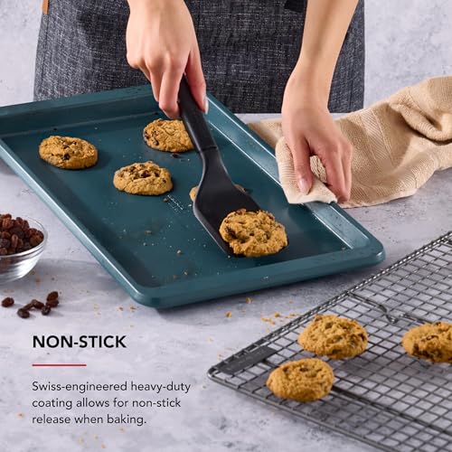 KitchenAid Nonstick Swiss Engineered Aluminized Steel Baking Sheet, Dishwasher Safe, Agave, 10x15 Inch - color: Agave, size: 10 x 15 Inch