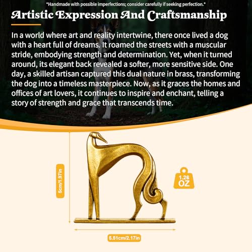Retro Handcrafted Cubist Artistic Dog Sculpture - 100% Solid Brass Muscular line Front and Elegant Back Design | Collectible Modern Art Decoration | Finishing Touch for Home and Office Scenes - style: Artistic Dog