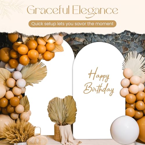 Arch Backdrop Stand and Cover Set 7.2FT - Rose Gold Wedding Arch Frame With Water Weights & Carry Bag - Spandex Fitted Luxury Balloon Arch Stand - Metal Arch Backdrop Stand For Weddings & Parties