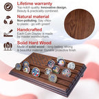 TESLYAR 6 Rows Military Challenge Coins Display Stand - Wooden Holder for 30-36 Coins - Solid Wood Display Rack for Desk - Army Collectible Challenge Coin Display Case - American Flag Design (Brown) - color: Brown