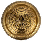 Creative Co-Op Round Hammered Metal Container with Butterfly Finial, Brass Finish - style: Butterfly