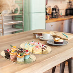 6 Packs Gold Plastic Serving Tray Set, Decorative Plastic Reusable Party Trays Platters for Food, Appetizer Platter, for Dessert Table, Cupcake, Charcuterie(14"x8.5")