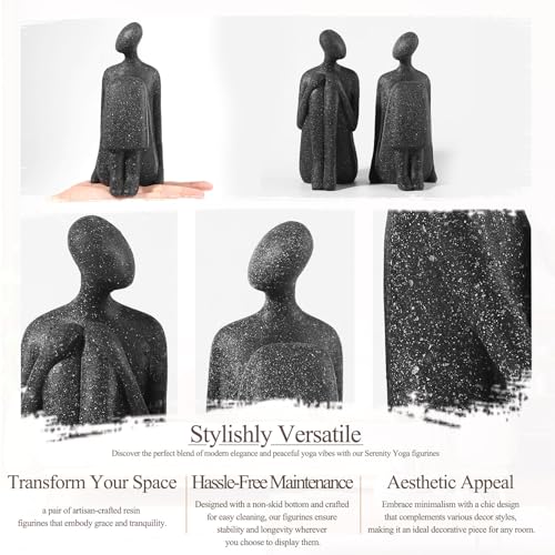 Yoga Decorative Bookends, Unique Book Ends to Hold Book - Artisanal Resin Figurines for Home & Office Elegance