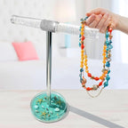 FONMY Jewelry Stand Holder Organizer Acrylic w/Nature Seashell Handmade,Seascape Countertop Jewelry Holder,Gift for Women,Jewlery Tower for Necklace, Earring, Bracelet (Blue)