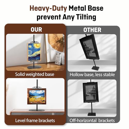 Adjustable Tabletop Picture Frame Stand with Removable Decorative Top,Metal Display Easel stand for Photos, Paintings,Signs & Canvas, Desktop Picture Holder for Frames up to 29.8" H (1 PACK)