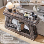 60" Farmhouse Entryway Table with Drawer, Entry Table with Storage, Sofa Table for Living Room, Behind Couch, Sofa(Dark Rustic Oak) - color: Dark Rustic Oak