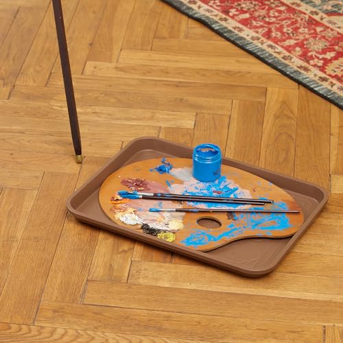 Boot Tray 2 Packs All Seasons Multi-Purpose, Waterproof Boot Trays for Entryway Indoor & Outdoor, Non-Slip Shoe Tray, 16.7"x12.8",Brown - color: Brown