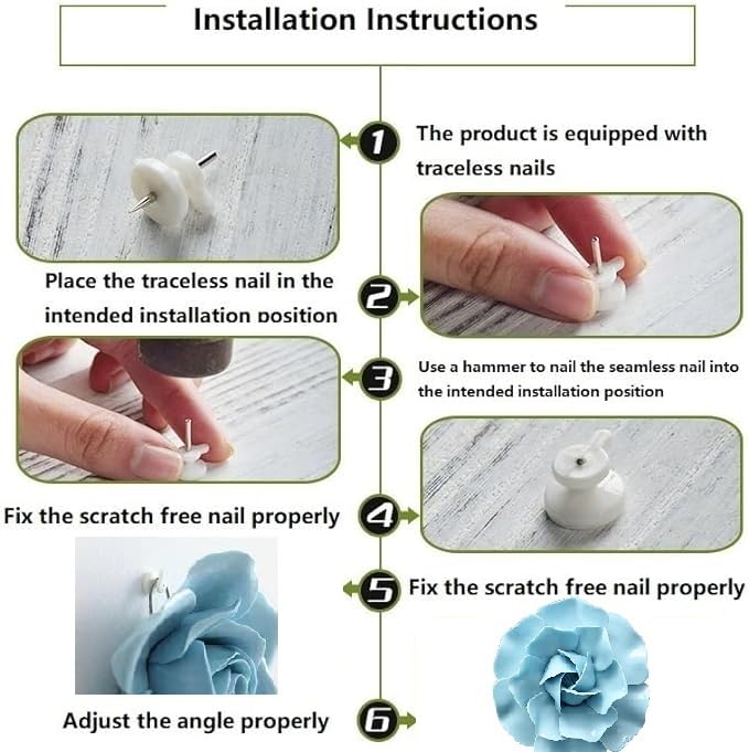 AMERRY Ceramic Flower Wall Art, Artificial 3D Flower Wall Art，Handmade 3D Wall Art Hanging Sculpture，Handmade Porcelain Flower Wall Décor for Home Office Decor (Blue,Bloom Camellia,4.33") - color: Blue,Bloom Camellia,4.33"