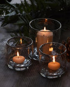 ARIAMOTION Glass Candle Holder Set 3 Clear Seeded Bubbles Modern Farmhouse Centerpieces Coffee Table Rustic Hurricane Cylinders Pillar Votive Tealight - color: Bubbles Clear (Tray)