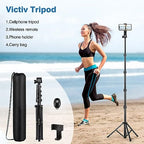 70" Phone Tripod with Remote & Holder, Portable Cell Phone Stand, Selfie Stick for Video Recording, Compatible with iPhone 14/13 Pro Max/Android/Camera - size: 70"