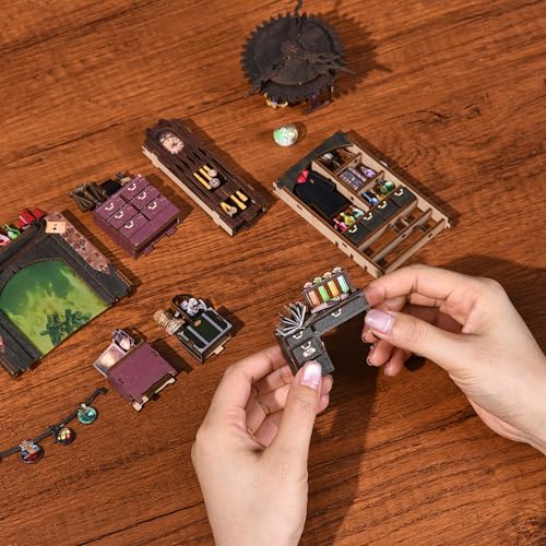 TOYQI Book Nook Kit, Book Nook Kits for Adults, DIY Miniature Dollhouse Kit 3D Wooden Puzzle Booknook Bookend with LED Light - style: MAGICIAN'S HOUSE