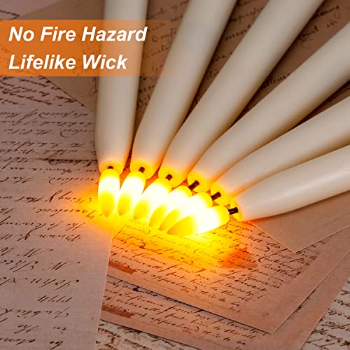 Homemory 11 inches Waxy Flameless Taper Candles with Remote Timer Dimmer, 6 Pcs Battery Operated Taper Candles with Flickering Flame, Ivory LED Candlesticks for Wedding, Christmas Indoor Decoration - style: Traditional - Ivory 11"