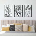 CHENGU 3 Pieces Metal Minimalist Abstract Woman Wall Art Line Drawing Wall Art Decor Single Line Female Home Hanging for Kitchen Bathroom Living Room - style: Lovely Style