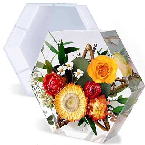 Large Silicone Molds for Resin,9 Inch Upgraded Large Resin Molds,Deep Epoxy Molds Hexagon for Flowers Preservation, Resin Art Casting, DIY Wedding, Valentine, Gift and Home Decors. - size: Upgraded Hexagon