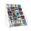 5 & 7 Tier Trading Card Display Stand, 12" Clear Acrylic Card Stands for Display, versatile Card Stands for Sports Cards, Graded & Greeting Cards, Postcards, Vendor Stickers, with Snap-On Assembly (Tall 5 Tier) - size: Tall 5-Tier