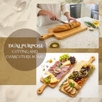 Nuenen 6 Pcs Wood Cutting Board with Handle 16.1 x 4.7 Inch Acacia Bamboo Wooden Serving Kitchen Chopping Boards for Pizza, Bread, Cheese, Charcuterie, Fruit, Vegetables(Narrow Bamboo) - color: Bamboo, size: 16.1 x 4.7 Inch