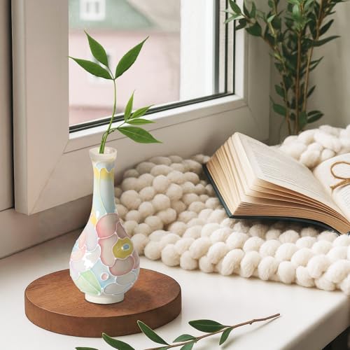 Mini Ceramic Vase Hand-Painted Glazed Vase Light-Colored Small-Mouth Vase Office, Living Room, Coffee Table, Study, Lounge