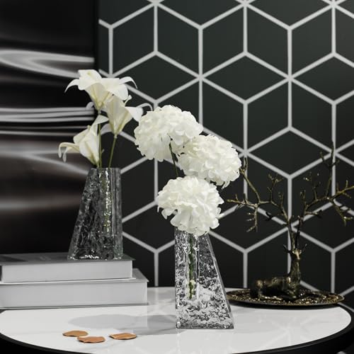 Crystal Vase Bookends Set of 2, Clear Candle Holder for Stick Candles, Heavy Duty Book Ends for Books, Elegant Shelf Decor for Living Room, Wedding Anniversary Housewarming Gift for Women - color: M-cv266a-02