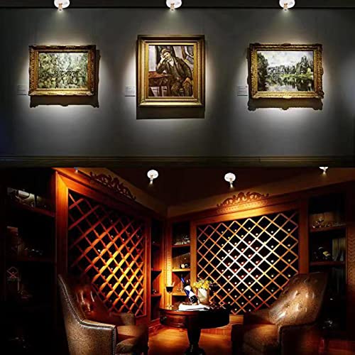 HAMVIDNE LED Spotlight, Battery Powered Picture Lights, Uplighting Indoor, Puck Lights with Remote, Stick Spot Light for Wall Display Picture Dartboard Painting Artwork Accent-2pcs - color: White Gold, size: 2 Pack