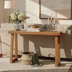 Plank+Beam Solid Wood Console Table, 56 Inch, Sofa Table, Narrow Entryway Table for Hallway, Behind The Couch, Living Room, Foyer, Easy Assembly, Pecan - color: Pecan, size: 56" Console Table