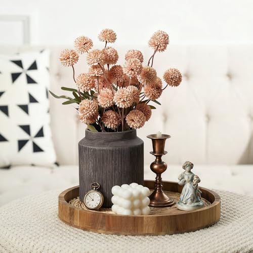 Rustic Ceramic Vase Set of 2, 5.9in Ceramic Flower Vase for Home Decor, Brown Terracotta Pottery Vase Decorative for Living Room, Coffee Table, Farmhouse, Fixwal - color: B-2pcs-brown