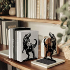 Peacoblue Metal Bookends for Shelves, Modern Decorative Heavy Duty Study Book Ends Stoppers for Office, Desk, Shelf, Room 5.3"x4.3"x7.9" Cast Iron Simple Tall Bookends 1 Pair (Tyrannosaurus Rex) - style: Tyrannosaurus Rex