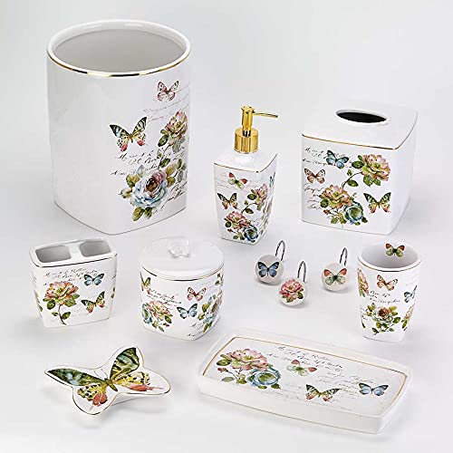 Avanti Linens - Lotion Pump/Soap Dispenser, Ceramic Countertop Accessories, Artistic Home Decor (Butterfly Garden Collection) - size: Lotion Pump/Soap Dispenser