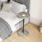 Adjustable End Table, Small Round Side Table, Drink Table for Small Spaces, Pedestal Nightstand for Living Room, Bedroom, Sofa Couch, Oak ET-010QK - color: Oak