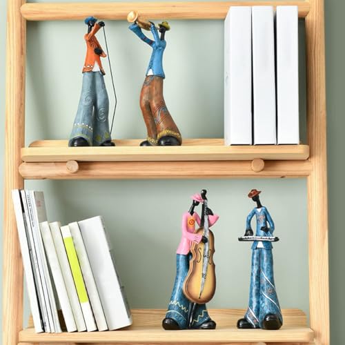 Vintage jazz band decorative sculpture,western band sculpture,creative musician decoration,abstract figure ornaments,suitable for living room,wine cooler,bookshelf,entryway,etc. (trumpet player) - color: Trumpet Player