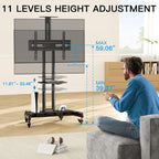 PERLESMITH Rolling TV Stand with Wheels for 32-85 Inch LCD LED 4K Flat Screen TVs, Tilt Mobile TV Cart with Shelf Holds Up to 100 lbs, Height Adjustable Floor TV Stand Max VESA 600x400mm- PSTVMC05 - size: 32-85 Inch