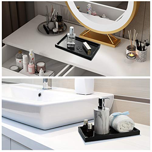 Emibele Bathroom Tray, Resin Countertop Vanity Tray Jewelry Storage Dresser Tray Kitchen Toilet Tank Tray Organizer for Candle Plant Perfume Shampoo Towel Home Decor, Medium, Ink Black - color: Ink Black, size: 10" x 6.1" x 0.8"