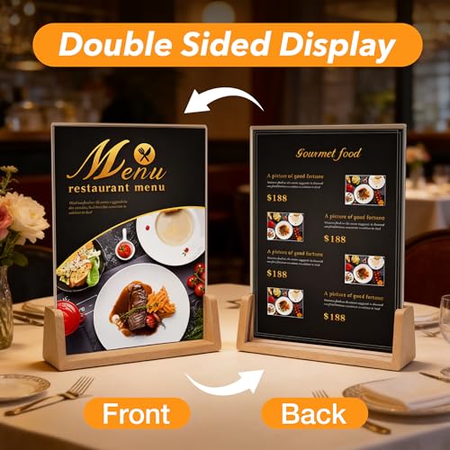 U-Shaped Acrylic Sign Holder 8.5 x 11 with Wood Base, Clear Double-Sided Flyer Stands for Display Menu, Flyer, Poster, Certificate, Photo, Restaurant, Office, and Home (1pk) - color: 1pk
