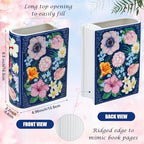 Uiifan Book Shaped Small Flower Vase Decorative Ceramic Vases Cute Home Decor for Bookshelf Dining Table Desk Office Home Decor Unique Vase for Book Lovers (Retro Flowers)