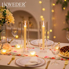 Glass Hurricane Candle Holder: 11.8" Tall Candlestick Holder Bulk with Cylinder Windproof Cover Set of 10 Clear Taper Candle Holders for Wedding Party Birthday Christmas Decor - size: 11.8" H - 10 Pcs