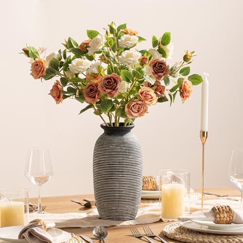 Ceramic Rustic Vase, Large Flower Farmhouse Vases Home Decor, 12.5" Tall Pottery Decorative Pampas Vase for Table Living Room Entryway Mantel Bookshelf Bedroom Bathroom Kitchen-Black - color: 12.5“ H - Black