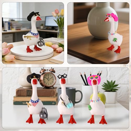 30pcs 7in/17.78cm Desk Goose Outfits, Small Desk Goose Costumes Accessories Include Sunglasses Cowboy Hats Necklaces Heart Star Gold Chain for Magnetic Table Geese Statue Decor