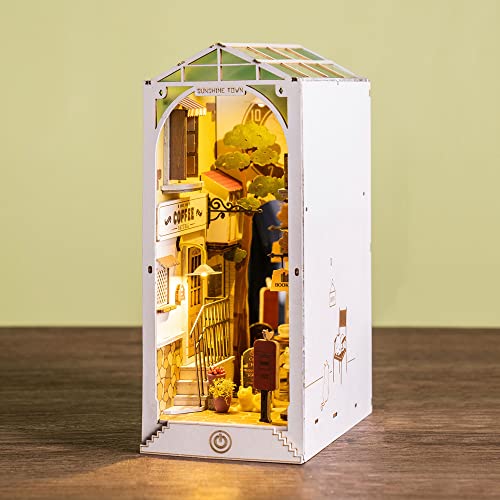 Rolife DIY Book Nook Kit Sunshine Town, DIY Miniature Booknook Kit Creative Decorative Bookend Bookshelf Insert 3D Puzzles for Adults, Halloween/Christmas Decorations/Gifts for Adults (Sunshine Town) - color: Tgb - Sunshine Town