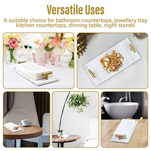 Guest Towel Holder Tray for Bathroom - White Marble-Tray - Napkin Holder for-Bathroom - Paper Hand Towel Holder. - color: White
