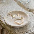 ZSHAWN Natural Beige Travertine Ring Dish Jewelry Tray – 5.5" Trinket Dish for Rings Earrings Necklace, Scratch-Resistant Vanity Organizer, Elegant Gift for Women - color: Beige Travertine