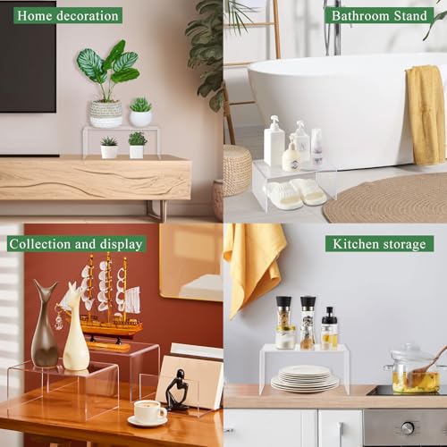 RattanView 3 Pcs Extra Large 14, 13, 12 Inch Acrylic Display Risers Clear Acrylic Shelf Riser Display Stands 5 mm Thick Rectangular for Collectibles Figures - size: 14, 13, 12 Inch