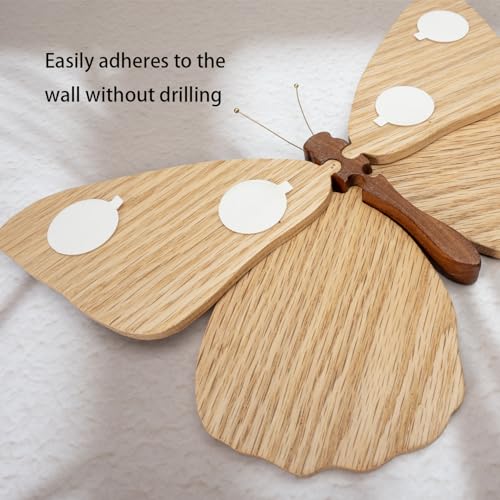2 Pack Handmade Wooden Butterfly Wall Art Hanging Decor Butterflies Wall Art Hanging Sculpture for Bedroom Bathroom Living Room Butterfly Home Decoration for Kids Baby Nursery Room Decor (Beige) - color: Beige