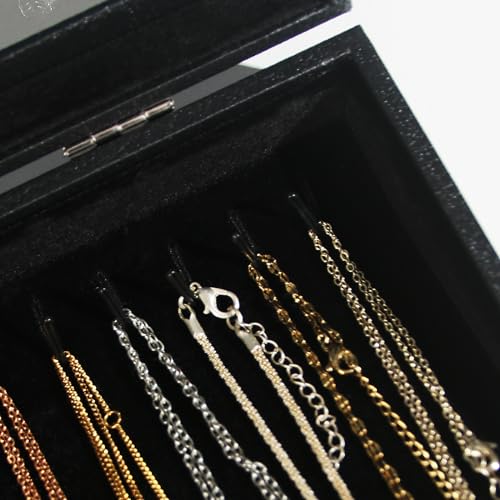 Coward 20 Hooks Necklace Organizer Jewelry Box, Dustproof Necklace Display Holder Case, Black Velvet Necklace Display Tray Case with Transparent Glass Lid for Home Use or Store Selling Show - color: Black Velvet, size: Necklace Box
